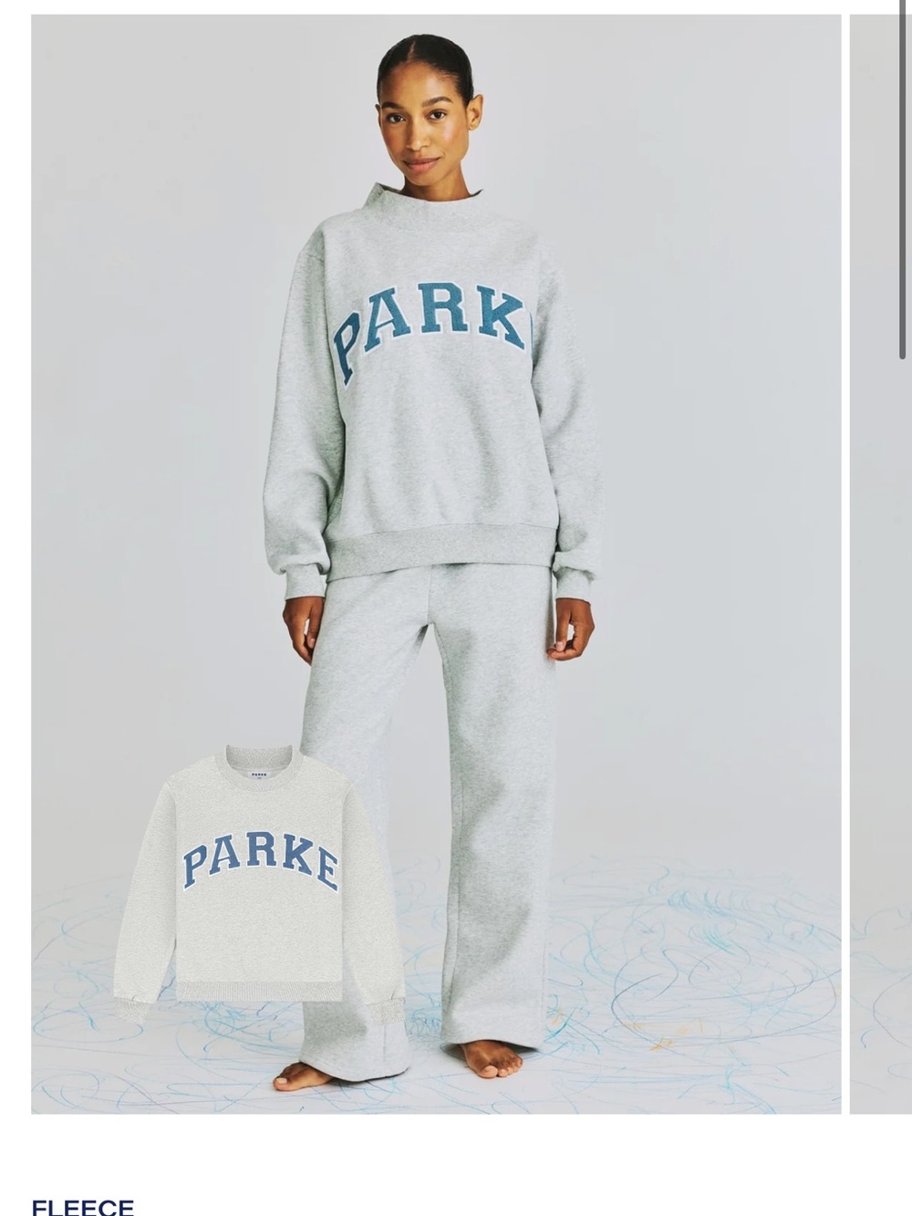 Light Gray Fleece Crewneck Sweatshirt with Blue Logo